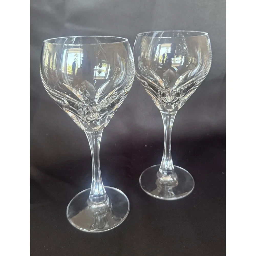 Vintage Crystal Wine Glasses Set of 2 Stemware 7.5 Inch, wedding, dinnerparty